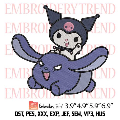 Kuromi And Baku Flying Embroidery Design – Sanrio Cartoon Embroidery Digitizing File