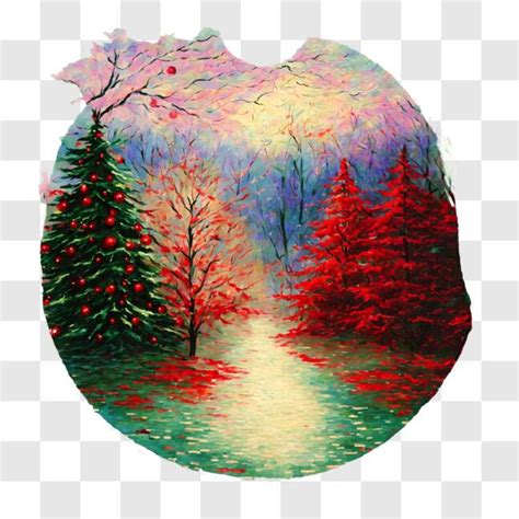 Download Outdoor Scene Painting with Tree Decorations PNG Online - Creative Fabrica