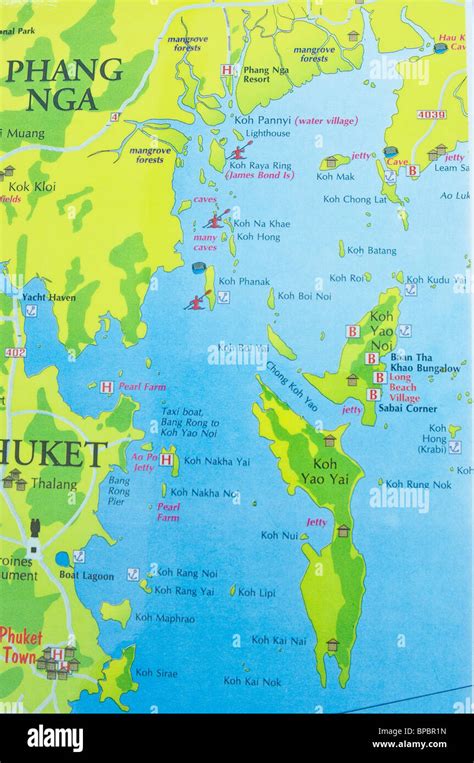 Chart map of Phang Nga Bay Andaman Sea Thailand Stock Photo - Alamy