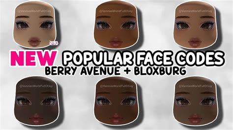 *NEW* POPULAR FACE CODES FOR BERRY AVENUE, BLOXBURG AND ALL ROBLOX GAMES THAT ALLOW CODES 🤩 ...