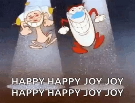 Joy Happy Jumping Ren Stimpy GIF | GIFDB.com