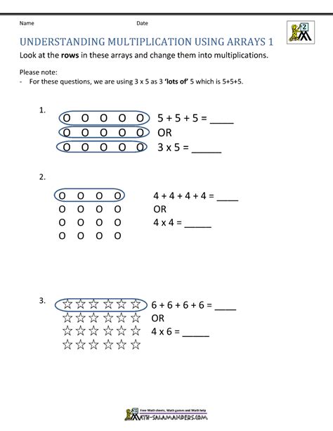 2nd Grade Math Worksheets Multiplication