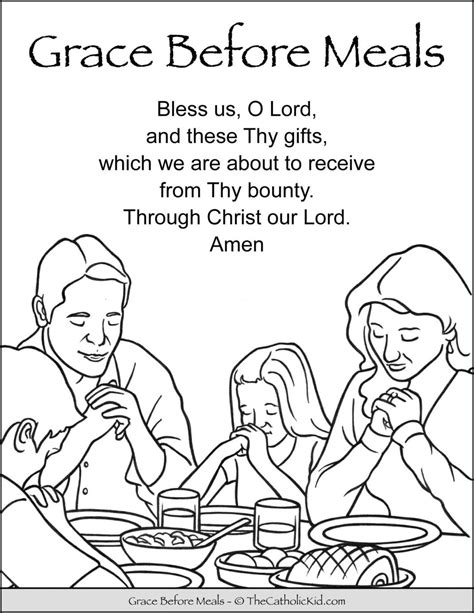 Grace Before Meals Prayer Kids Coloring Page - TheCatholicKid.com