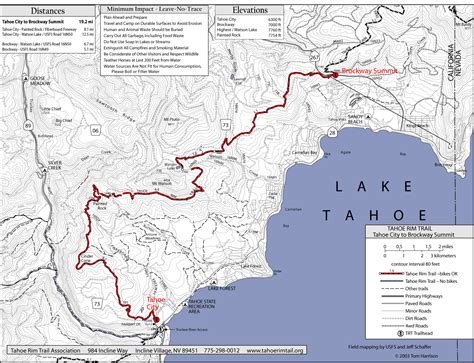 Tahoe Rim Trail Tahoe City to Brockway Summit Map - lake tahoe ca • mappery