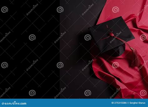 A Graduation Cap and Gown Laying on a Red Cloth. AI Generative Image Stock Illustration ...