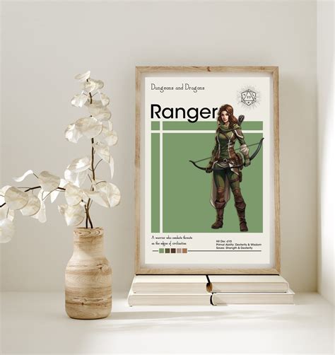 Ranger Dnd Character Artwork, Minimal Fantasy Gallery Wall, Gaming Room ...