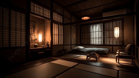 Japanese Style Bedroom 3d Model Home Decor Background, A Room With Subdued Indirect Lighting, Hd ...