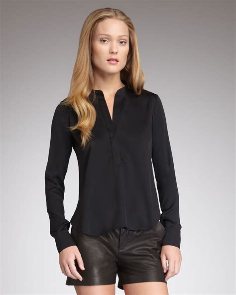 Vince Silk Blouse in Black | Lyst