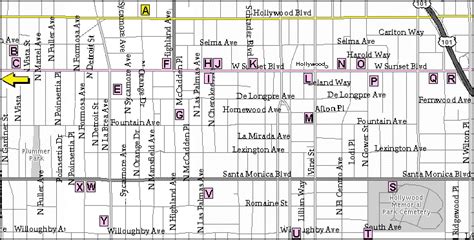 Map of Sunset Boulevard in Hollywood