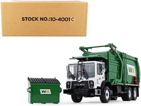 Toy Garbage Truck Wm Mack Side Loader And Bins - Home Alqu