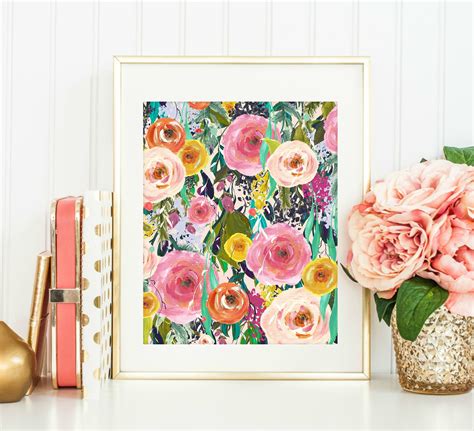 Floral Print Floral Art Prints Flower Printable Nursery | Etsy