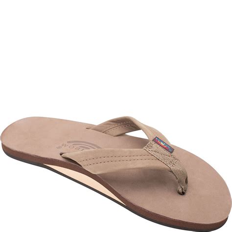 Rainbow Men's Strap Premier Leather Flip Flops - Brown | elliottsboots