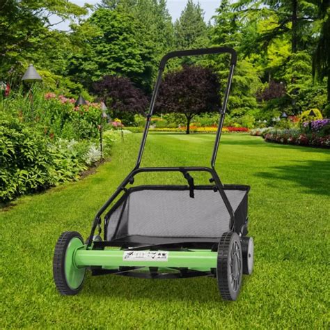 20& MANUAL LAWN Mower Hand Push Reel Walk-Behind Grass Catcher with 5 ...