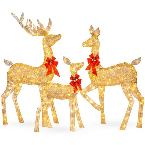 Best Choice Products 3-Piece Lighted Christmas Deer Set Outdoor Yard Decoration with 360 LED ...