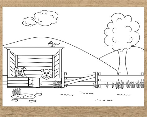 Farmyard Colouring Pages Children's Coloring Pages Farm | Etsy