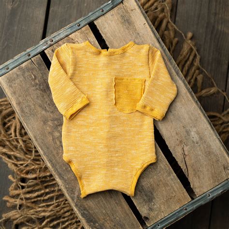 Mustard Ribbed Newborn Onesie – Sweet Baby Photo Props