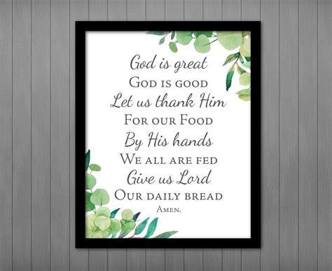 God is Great, Mealtime Prayer, Printable • Printables by Cottonwood Whispers