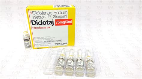 Diclofenac Sodium Injection 75mg/3ml (DICLOTAJ) Taj Pharma - Taj ...