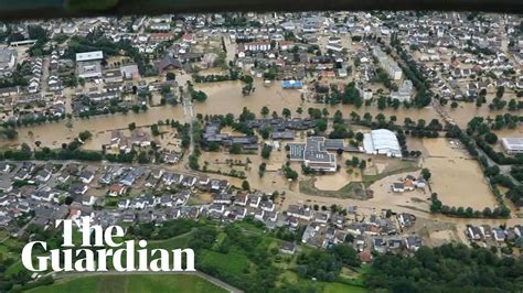 Flooding across Belgium, Germany and the Netherlands shown in aerial footage - YouTube