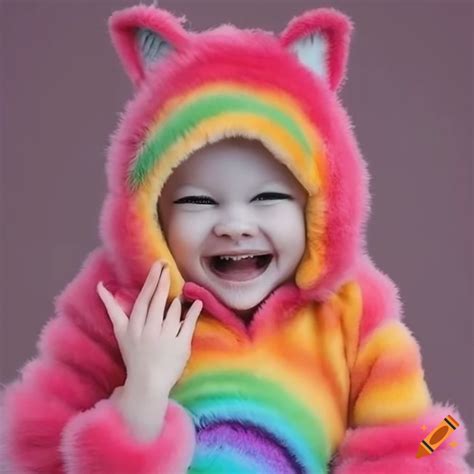 Fluffy rainbow onesie