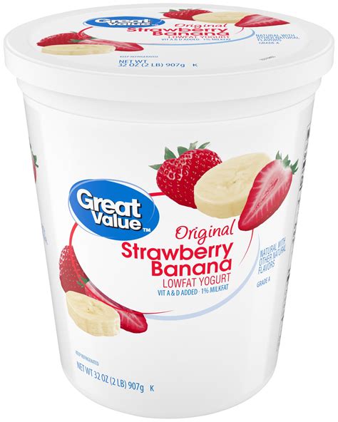 Great Value Strawberry Banana Lowfat Yogurt, 32 oz - Walmart.com