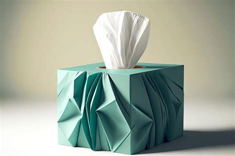 Premium Photo | Turquoise tissue box in shape of origami on gray background