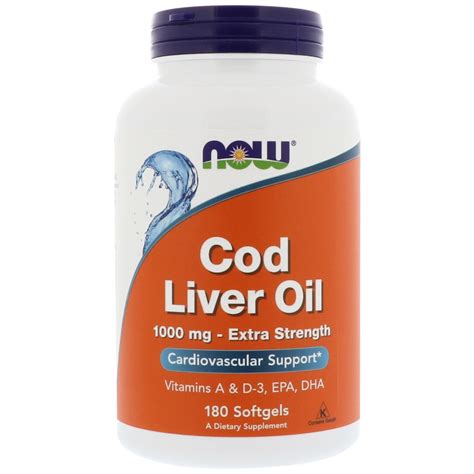 Now Foods, Cod Liver Oil, 1,000 mg, 180 Softgels | By iHerb