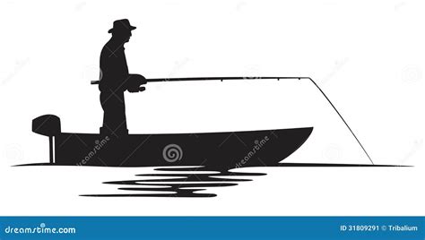 Fisherman In A Boat Silhouette Stock Image - Image: 31809291