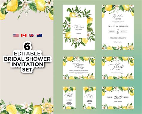 Lemon Bridal Shower Invitation Printable Bridal Shower | Etsy