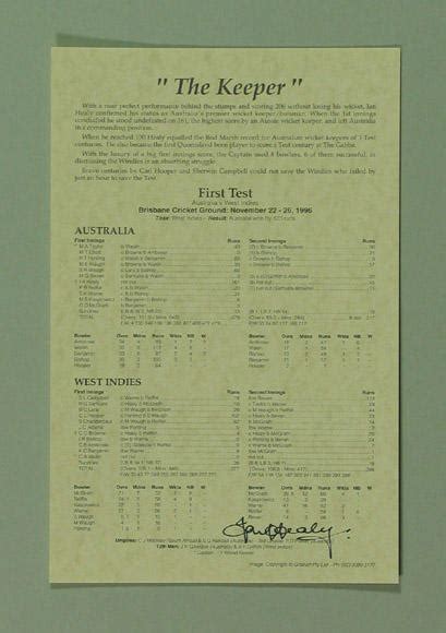 Scorecard for Australia v West Indies at Brisbane, 22-26 November 1996 - Australian Sports Museum