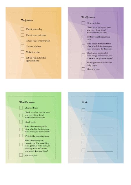 Free printable: Daily/weekly/monthly review checklists ~ From Chaos to Order