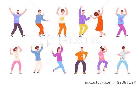 Funny friends dancing. People dance party,... - Stock Illustration ...