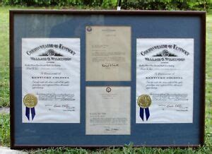 Kentucky Colonel Framed Certificate Set - Commonwealth of Kentucky 1980's | eBay