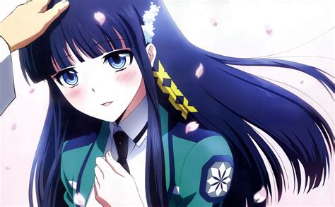 Mahouka Koukou no Rettousei Shiba Miyuki dark hair blue eyes hair ornament school uniform # ...