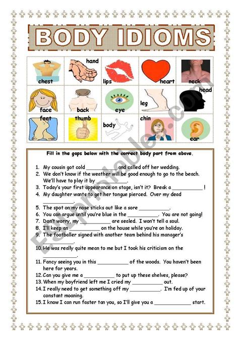 Body Idioms Worksheet Free Esl Printable Worksheets Made By Teachers ...