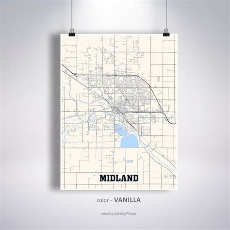 Midland Map Print Midland City Map Michigan MI USA Map - Etsy