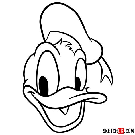 How to draw Donald Duck's face - Sketchok easy drawing guides