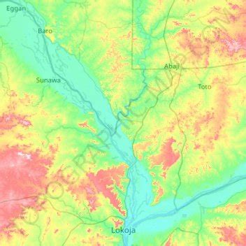 Lokoja topographic map, elevation, terrain