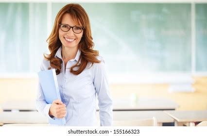 Smiling Teacher Standing Front Blackboard Stock Photo 155166323 | Shutterstock