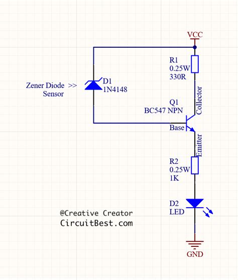 Simple Zener Diode Thermal Sensor Circuit | CircuitBest