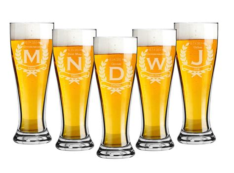 Groomsmen Pint Glasses 6 Personalized Beer Glasses Custom