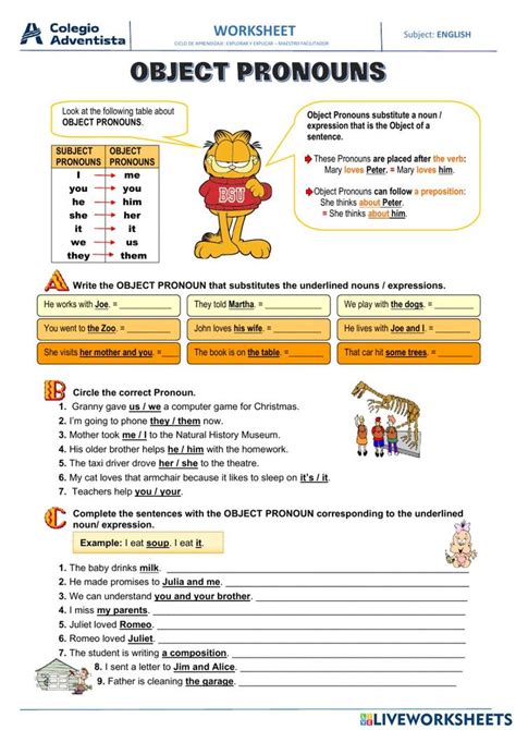 Object Pronouns online activity for 3rd | Object pronouns, Personal pronouns, English for beginners