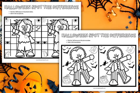 2 Halloween Spot the Difference (Free Printables)