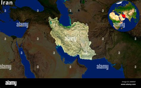 Satellite Image Of Iran Highlighted Stock Photo - Alamy