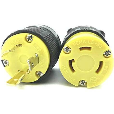 Journeyman-Pro 30 Amp, Plug & Connector Set, NEMA L5-30R & L5-30P, 125V, Locking Plug Socket ...