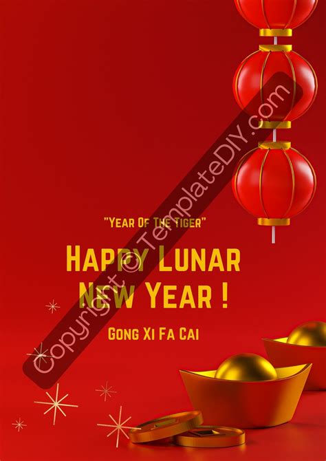 Lunar New Year Greetings Printable Template PDF, Word