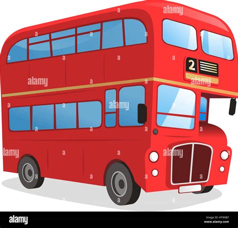 London Red Bus Cartoon Double decker bus cartoon from england british tourist symbol london red bus