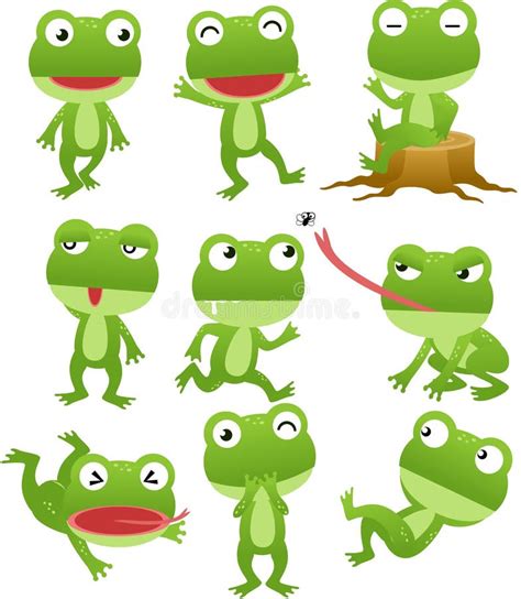 Funny Frog Cartoon Collection Stock Vector - Illustration of sleep ...