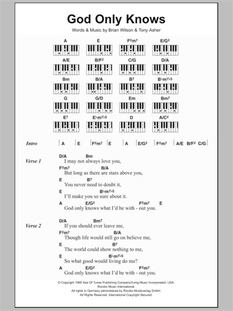 God Only Knows by The Beach Boys Sheet Music for Piano Chords/Lyrics at Sheet Music Direct