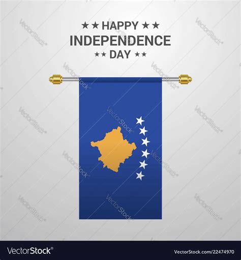 Kosovo independence day hanging flag background Vector Image